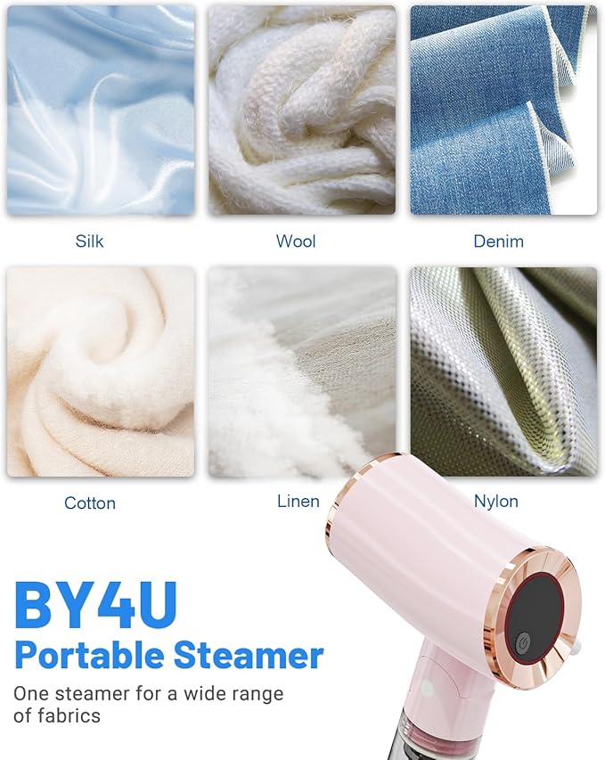 Foldable Travel Sized Steamer for Clothes,Portable Garment Steamer The Voltage of 110-120V, Wattage 1000W, Water Tank Capacity 200 ML, 8 FT Long Power Cord (Pink)