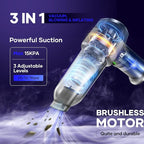 Mini Vacuum Cleaner, 3 in 1 Car Vacuum Cleaner High Power, 15000PA Powerful Suction, Air Duster, 7500mAh, Dual Filter,Adjustable Small Vaccum Portable Cordless for Cars,Desktop - Deep Blue
