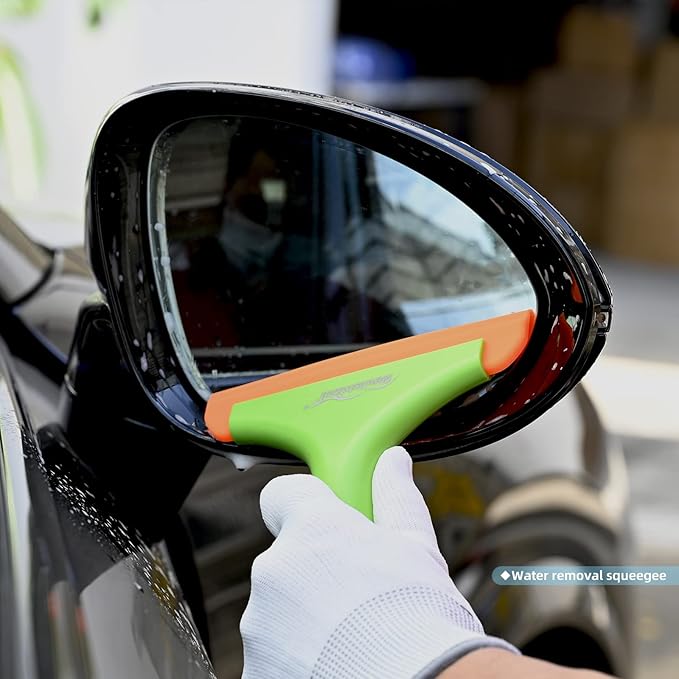 NEWISHTOOL Car Glass Small Window Squeegee, Auto Water Blade, Side Mirror Water Wiper, Shower Squeegee for Glass Doors, 5.9" Blade 7.5" Long Handle Silicone Squeegee, 3 Pack