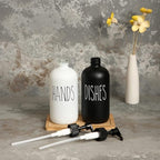 MOMEEMO Soap Dispenser Set 2 Pack, Contains Hand and Dish Soap Dispenser, Perfect for Black and White Kitchen Decor. (Black & White)