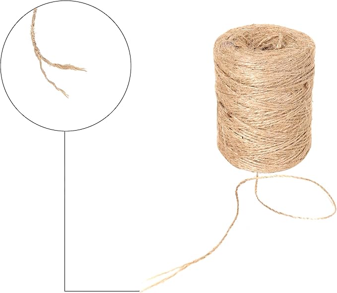 RAJRANG 656 Feet 1 mm Jute Twine String Durable for Crafts Natural Heavy Duty Burlap Rope for Industrial Packing Arts Decoration Gardening Camping Bundling