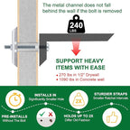 Drywall Anchor with Included Bolts for 1/4-20 Fastener Size, Wall Anchors Drywall Heavy Duty for TV Mounting, Hollow-Wall Anchors Screws Kit Holds Up to 270 Pounds Each in 1/2-in Drywall-100 Pack