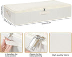 Under Bed Storage Container, Clothes Organizer with Handles, Foldable Storage Bin With Lid, Beige, 1 Pack, 23.6 x 11.8 x 5.9 Inch