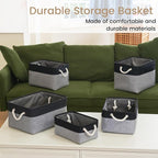 Large Storage Baskets- 15x11x10 inch Storage Bins for Shelves and Closet Organizing, Foldable Fabric Bin for Home Organization Clothes and Laundry (6-Pack, Black&Gray)