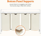 Lifewit Laundry Hamper 4 Section, 168L Pull out Laundry Clothes Basket Organizer with Large Top Shelf and 4 Removable Bags and Handles for Laundry Room Bedroom Bathroom, White with A Shelf