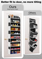 1 Pack Over The Door Storage Organizer with 5 Pockets 10 Mesh Side Pockets, 44 lbs Weight Capacity Door Hanging Organizers and Storage for Bedroom,Bathroom,Nursery,Pantry,Dorm(Black)