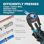 Mini Press Tool kit with 3 Jaws Suitable for PureFlow press fittings 1/2", 3/4", 1", Brushless Motor, 2pcs Battery, Fast Charger & Carrying Case