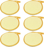 LOLA Round N' Round Wonder Non-Scratch Scouring Pad, 6 Pack, Metallic on One Side, Nylon Net Sponge On Other Side, Hang Hole, Assorted Colors