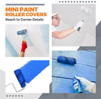 Leumoi 300 Pcs 4 Inch Mini Paint Roller Cover 1/2" Nap Small Microfiber Roller Covers Home Repair Tools House Household Supplies Kit(Red, Gray)