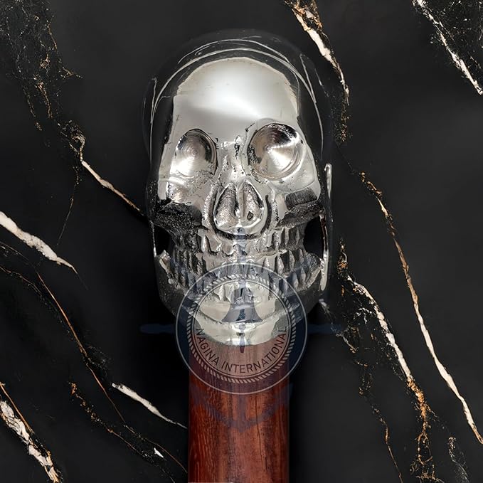 Deluxe Walking Sticks | Rosewood Crafted Cane with Solid Brass Chrome Decorative Bars | Nagina International