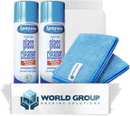 Glass Cleaner Foam, Foaming Action & Spray, 19oz - 2 Pack - Clean Fresh Scent - Bundled With 2 Microfiber Rags