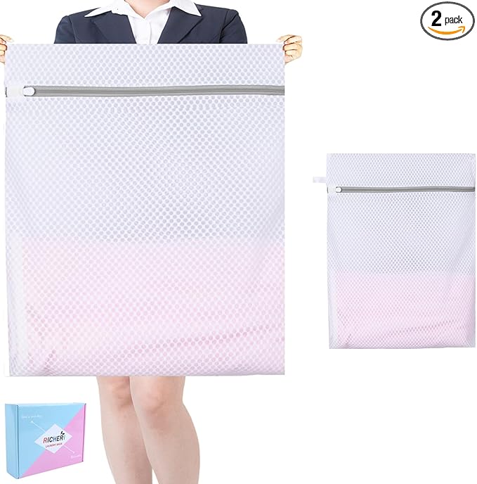 Mesh Laundry Bags, Mesh Wash Bags, Durable Mesh Structure with Strong Zipper, Suitable for Underwear, Delicate Clothes, Pants, Shoes, Socks Washing (Honey mesh, Extra Large 24*36in+36*44in)