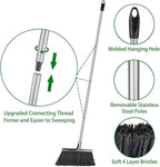 Indoor/Outdoor Broom for Floor Cleaning with 58 inch Long Handle, Angle Brooms Heavy Duty for Home Garage Kitchen Office Courtyard Lobby Lawn Concrete (Gray)