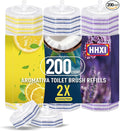 200Ct Aromative Toilet Brush Refills, Toilet Bowl Cleaner Refills, Double-Layer Cleaning Pads Added, Disposable Refill Heads for Toilet Bowl Cleaner Wands，Bulk （Patented）