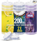200Ct Aromative Toilet Brush Refills, Toilet Bowl Cleaner Refills, Double-Layer Cleaning Pads Added, Disposable Refill Heads for Toilet Bowl Cleaner Wands，Bulk （Patented）
