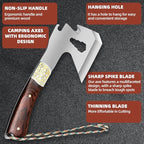 Camping Hatchet Camping Axe Forged High Carbon Steel for Meat Cleaver Axe Outdoor Splitting Wood Great for Axe Throwing, Camping, Survival, Outdoors and Chopping (734F)