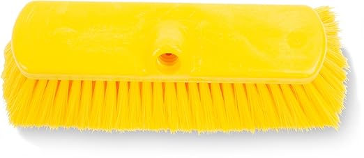 SPARTA 41278EC04 Flo-Thru Plastic Wall Scrub Brush, Equipment Brush With Soft Nylex Bristles For Industrial Kitchens, Hospitals, Commercial Cleaning, 4 Inches, Yellow