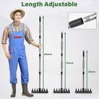 Weeding Rake Tool, Garden Weed Puller with Detachable Long Handle, 62 Inch Heavy Duty Hand Weed Remover Tool for Lawn, Yard, Atio and Backyard (7 Tines)