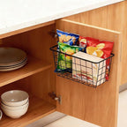 2 Set Adhesive Hanging Wall Basket Inside Cabinet Door Organizer,Wall StorageBasket-No Drilling Adhesive wall Basket for Cupboard Door, Space-Saving Small Hanging Baskets for Wall Mount Storage,Black