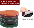 HARFINGTON 10pcs Drill Power Brush 5 inch Tile Scrubber Scouring Pads 400-600 Grit for Bathroom Kitchen Household Cleaning