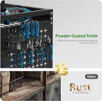 Utility Cart & Tool Organizer with 3-Tier Shelves, Pegboards & Electric Drill Holder | Heavy-Duty Rolling Cart for Garage & Workshop | Mobile Tool Storage & Gift for Men