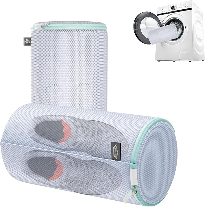 Kimmama Shoe Washing Machine Bag,Laundry Shoes Bags,Sneaker Wash Protector Sack,Sandwish Mesh,White,8x15"