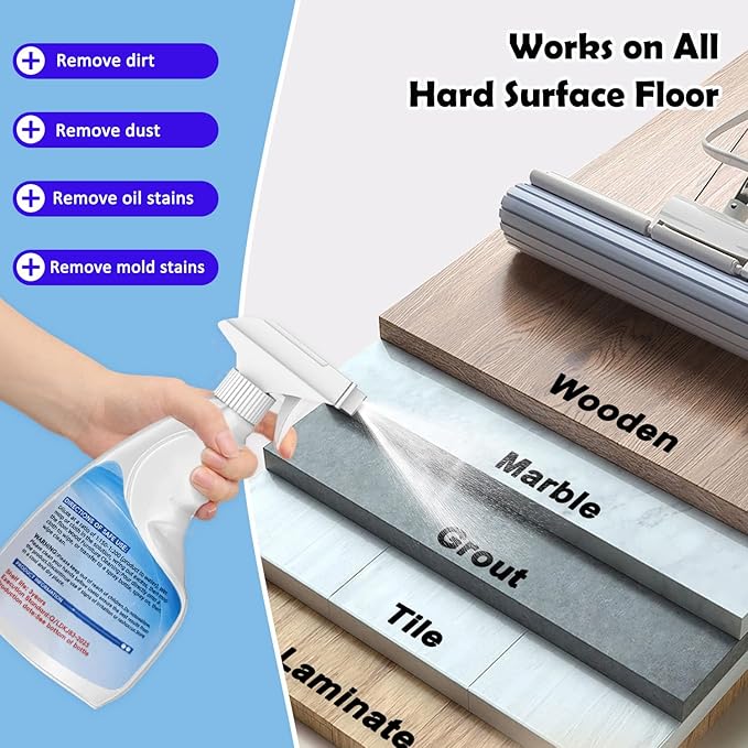 Multi-Purpose Floor Cleaner, 2 in 1 Cleaning and Maintanance Floor Cleaner, Strong and Deep Stain Removel, Remove Stains, Residue Free, Dry Fastly, Suitable for Wood/ Marble/ Ceramic Tile Flooring