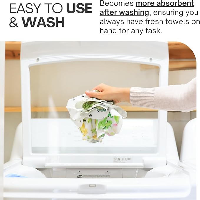 Reusable Paper Towels (12"x10”) - Soft Absorbent 100% Cloth Paper Towel -Washable Paper Towels Rolls w/Cardboard Roll-Reusable Napkins Washable - Dish Cloths (Chickens, 12x10inch)