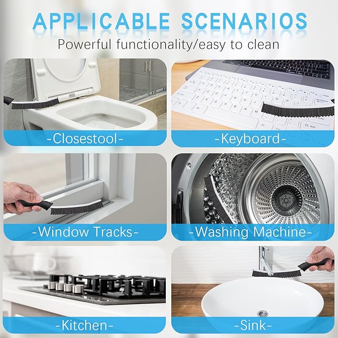 Hard Bristle Crevice Cleaning Brushes for Household Use - 2025 New Thin Scrub Brush Set, Small Cleaner Tool for Narrow Spaces, Kitchen,Toilet, Bathroom,Window, Faucets, Car Gaps (Model 2)