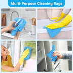 GLIMGLINT Microfiber Cleaning Cloth, 100 Pack Cleaning Rags, Lint-Free, Ultra Absorbent Reusable Paper Towels for Home, Kitchen, Car, Garage or Shop, Dish Rags, 11" x 9", Blue