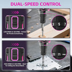 Cordless Drill Set, 12V Power Drill with 2.0Ah Battery and 2-Speed, 30Nm Torque, 25+1 Clutch Settings, 3/8" Keyless Chuck, Pink Electric Drills for Home DIY, Wood, Metal, Plastic Drilling