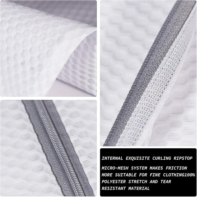 3Pcs Durable Honeycomb Mesh Laundry Bags for Delicates 125gsm Net Fabric Durable and Reusable Delicate Wash Bag,Organization Bag for Lingerie,Sock,12 x 16 Inches(3 Medium)