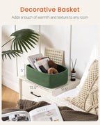 Small Woven Basket, 13.5 x 9.5 x 5 Inches, Storage Basket for Organizing, Cute Small Rope Shelf Closet Cube Storage Bins Baskets for Shelves, Dog Toy Gift Baskets Empty, 3 Pack, Green