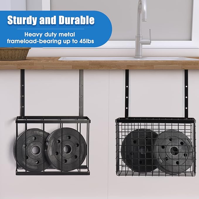 2 Pack Cabinet Door Organizer,Over The Cabinet Door Organizer with Towel Bars,Hang Over Cabinet Door Storage, Kitchen Cabinet Door Organizer for Cutting Board, Baking Sheet, Foil, Plastic Wrap