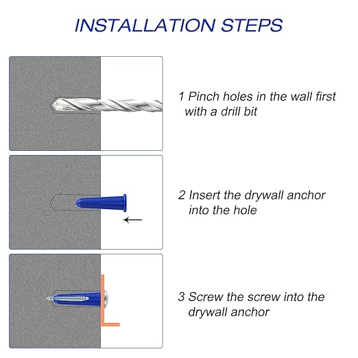 Concrete Anchors and Screws Kit, 201PCS Drywall Anchor Screws, 100PCS #10-12 Plastic Anchors and 100PCS Self Tapping Screw with 1PCS Drill Bit for Stucco Concrete Masonry Brick