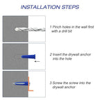 Concrete Anchors and Screws Kit, 201PCS Drywall Anchor Screws, 100PCS #10-12 Plastic Anchors and 100PCS Self Tapping Screw with 1PCS Drill Bit for Stucco Concrete Masonry Brick