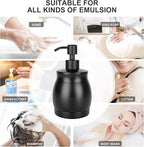 Black Stainless Steel Soap Dispenser, Modern Countertop Liquid & Lotion Dispenser for Kitchen and Bathroom-Rustproof Pump, Easy Refill & Clean-Elegant Home or Commercial Use (Black, 390ml)