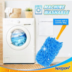 KEEPOW Reusable Duster Refill Compatible with Swiffer Duster Refills, Microfiber Dusters for Cleaning, 4 Color Blue Yellow Orange Green 360° Heavy Duty Duster Refills, 4 Pack(Handle is Not Included)