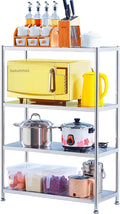 susunnus Stainless Steel Shelves 23.6in-4 Tier, Stainless Steel Shelf Organizer, Kitchen Storage Shelves, Artistic Texture, Pragmatic & Sturdy & Waterproof