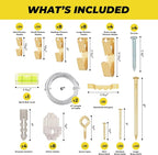 Picture and Mirror Hanging Kit Assortment – Hardware Supplies to Hang a Picture, Canvas, or Painting – Assortment of Hooks, Wire, Nails, and Sawtooth Hangers – Suitable for Drywall and Masonry Hanging