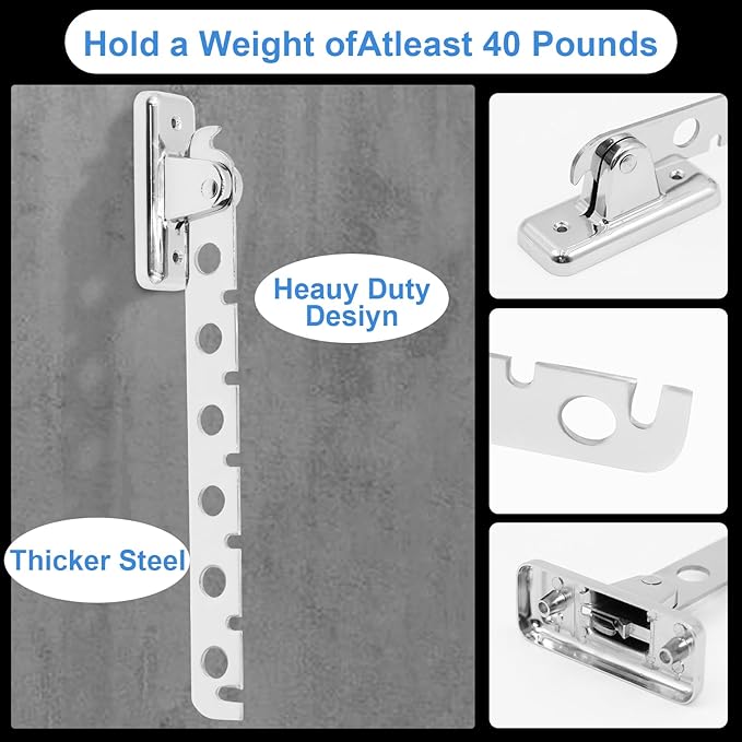 ACNISM Wall Mounted Clothes Rack, Laundry Hanger Wall Mount, Retractable & Foldable Drying Rack with 180° Rotation, Space-Saver for Laundry Room & Bedroom, Bathroom Closet Storage, 2-Pack, Silver