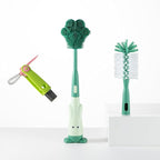 Cup Cleaning Brush, Silicone Baby Bottle Brush with Stand, Large Handle Water Bottle Brush Cleaner Set, with a Tiny Cup Lid Gap Cleaning Brushes Kit, Pawprint, Green