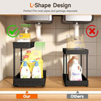 3 Pack Multi-Purpose Under Sink Organizers and Storage, 2025 L-Shaped Pull Out Cabinet Organizer for Bathroom & Kitchen, Under Cabinet Organizer with Hooks Hanging Cup, Black, Elevated