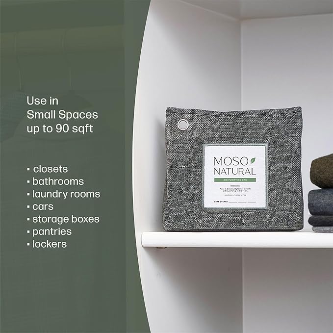 Moso Natural Air Purifying Bag 300g (10.58oz) Premium Bamboo Charcoal Odor Absorber for Home & Pet, Closet Odor Eliminator & Small Room Deodorizer, Charcoal Bags Last 2 Years, Unscented