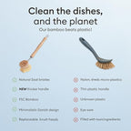 Vove Bamboo Dish Brush Replacement Heads, 4 Pack - FSC-Certified Bamboo - Natural Fiber Bristles - Compatible with Vove Dish Brush - Non-Toxic, Plastic-Free