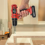 Tegatok Cordless Drill Set, 3/8 Drill Handheld Screwdriver Kit with 18+1 Torque Setting, 20V Electric Drills Tools Bit, LED Electric Power Drills with Battery and Charger, Red