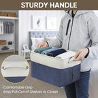 BALEINE 2 Pack Fabric Storage Bins for Shelves, Linen Storage Baskets for Organizing, Decorative Closet Bins for Clothes, Home (Navy Blue, 15"x11"x9.5") ﻿
