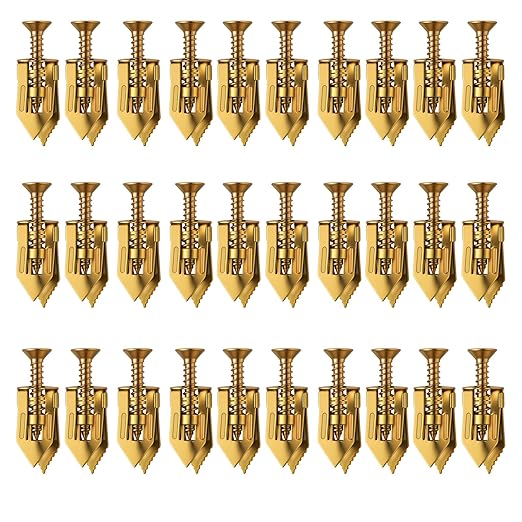 60 PCS Self Drilling Drywall Anchors Kit – 30 PCS Steel Anchor and 30 PCS zinc Screws for 3/8"–5/8" Walls, Easy No-Drill Install, High Strength for TVs, Shelves & Picture Frames