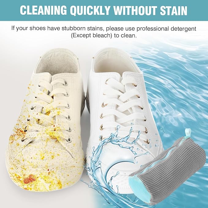 Shoe Washing Machine Bag, 2 Pack Grey Laundry Shoe Bags for Washer and Dryer, Sturdy Zipper with Hook Design, Dry Net Bag Included, Reusable for Sneaker, Gray 2PCS