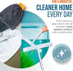 Flipper Dual-Action Squeegee and Microfiber Mitt – 2-in-1 Streak-Free Glass and Mirror Cleaning Tool for Windows, Shower Doors and Countertops – Reusable, Ergonomic, and Durable Design